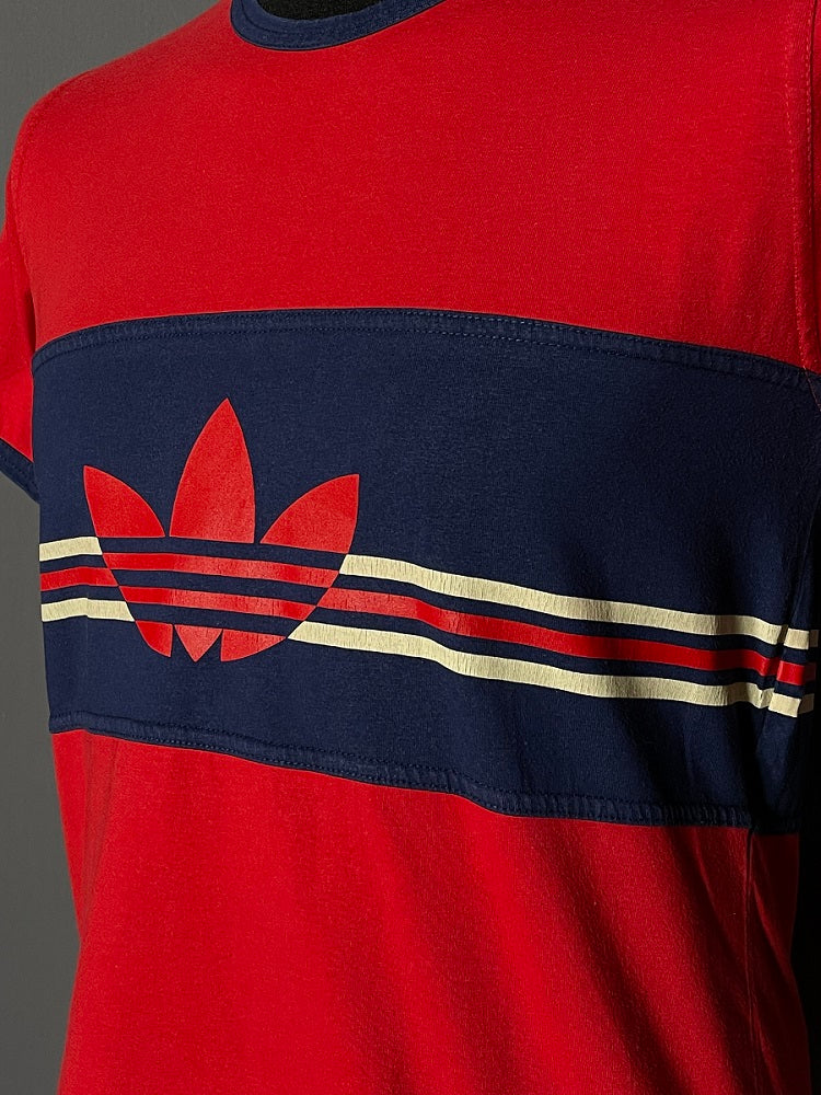 Vintage Adidas T-Shirt Rot-Blau - S-M