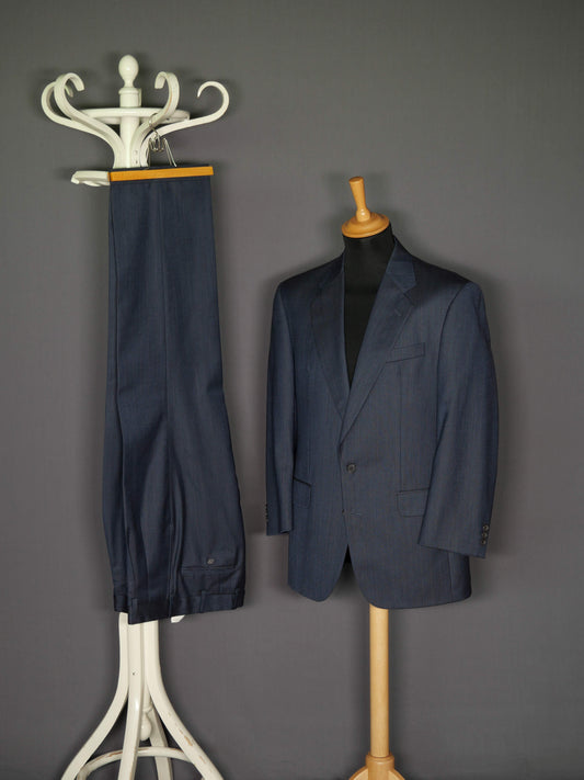 Vintage Burberry`s Anzug blau pinstripe kupfer - 50/ L