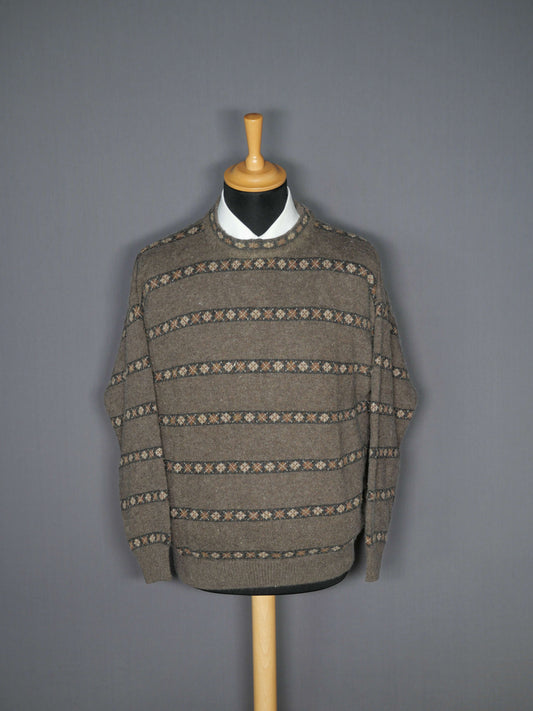Vintage Pullover braun Muster - M