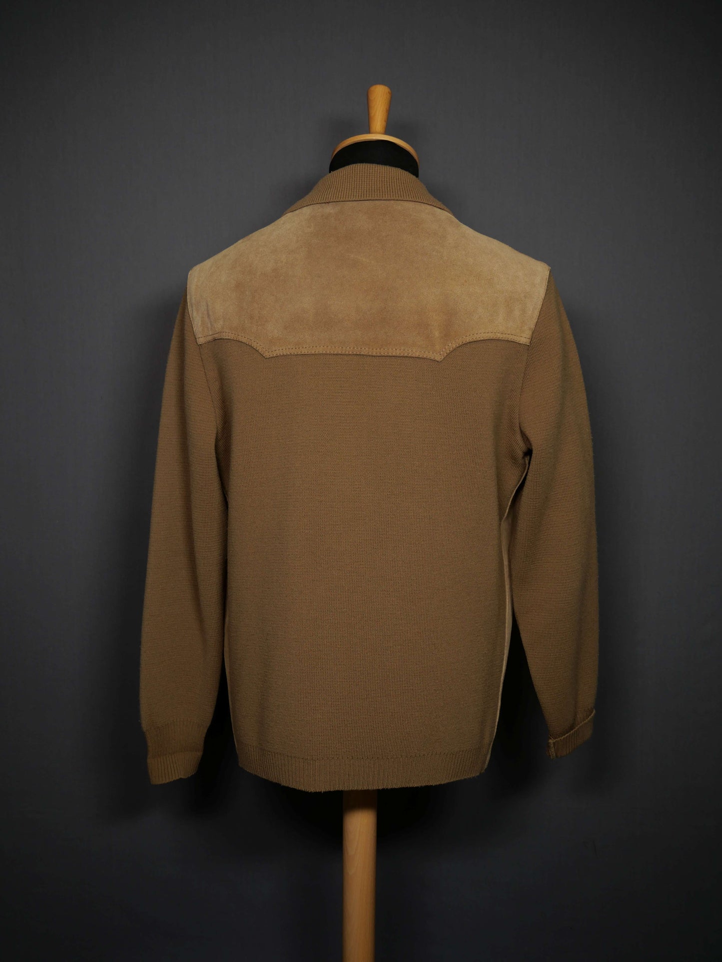 Vintage 70er Leder-Wolljacke beige - M