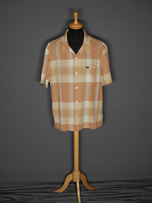 Lee Kurzarmhemd weiss-orange kariert - XXL